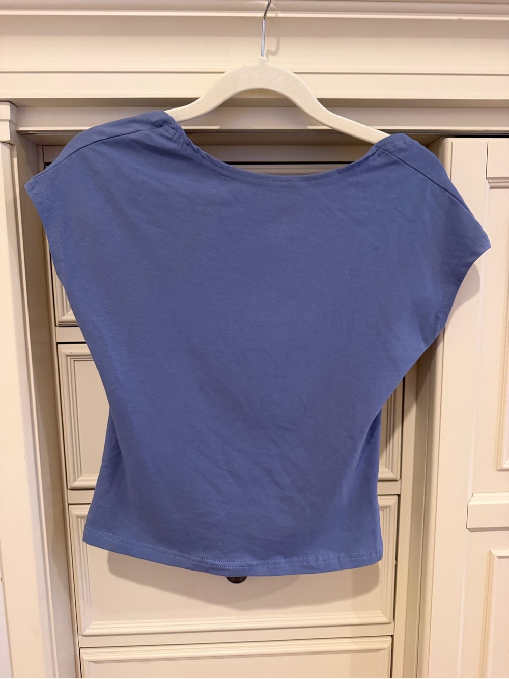 Blue Short-Sleeve Open-Back Top